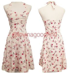 Heartbreakers Vintage Retro Halter Cherry Print Dress EUC sz S